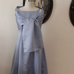 Millenium Collection Betsy & Adam Powder Blue Satin Evening Gown and Shawl